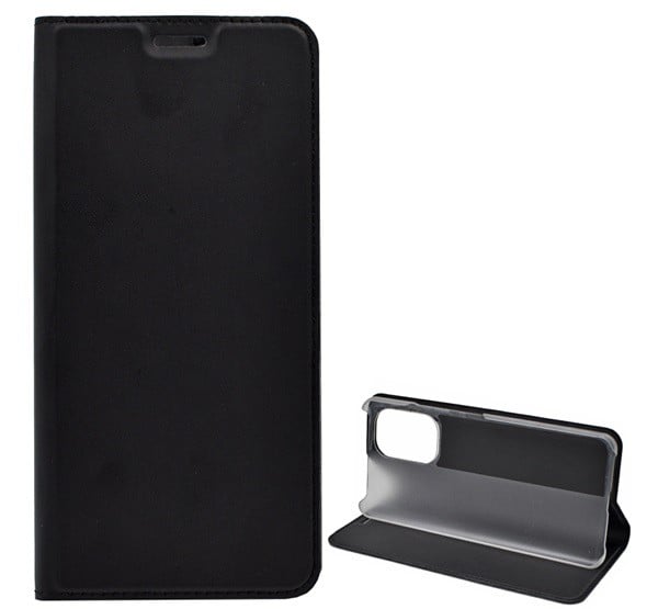 Tok álló, bőr hatású (FLIP, oldalra nyíló, asztali tartó funkció) FEKETE [Xiaomi 11 Lite 5G NE]