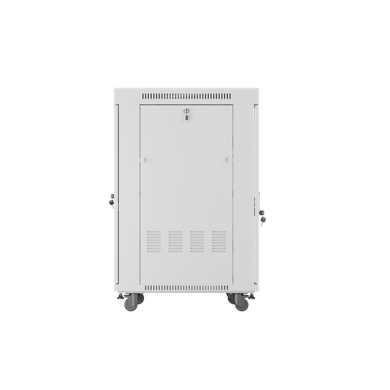 Lanberg 19" szabadon álló rack szekrény 22U/600X800 üvegajtó, lapraszerelt, LCD kijelző, szürke V2