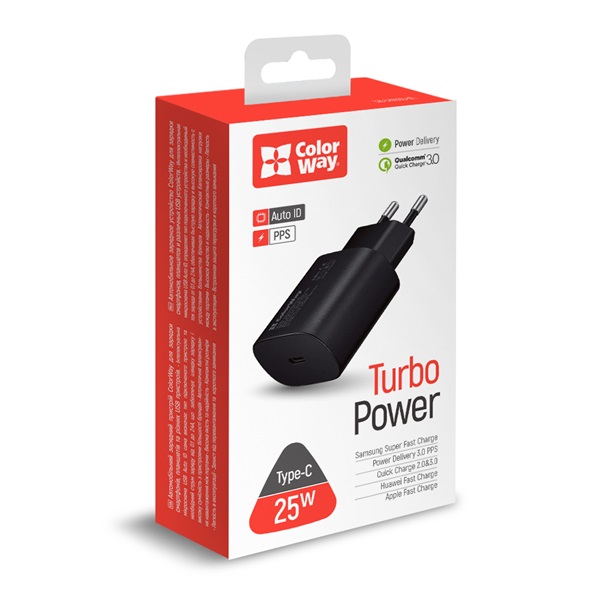 COLORWAY CW-CHS033PD-BK Power Delivery Port PPS USB Type-C (25W) USB töltő adapter fekete COLORWAY CW-CHS033PD-BK Power Delivery Port PPS USB Type-C (25W) USB töltő adapter fekete