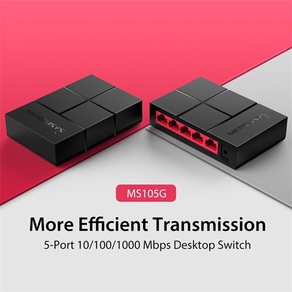 Mercusys MS105G 5 Portos Gigabit Switch fekete-piros Mercusys MS105G 5 Portos Gigabit Switch fekete-piros
