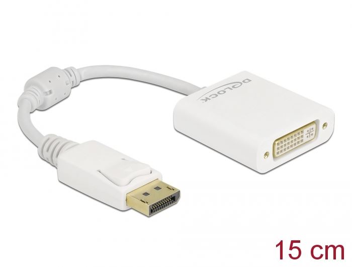 Delock Adapter DisplayPort 1.1-dugós csatlakozó-DVI-csatlakozóhüvely passzív fehér (61010)