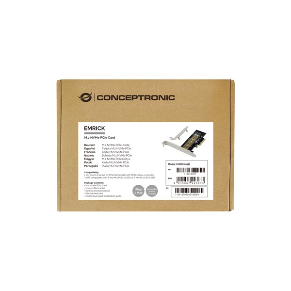 Conceptronic EMRICK05B  PCIe x4 to M.2 NVMe Bővítőkártya 