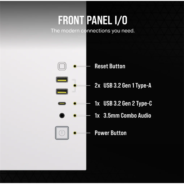 CORSAIR 2500D Airflow Tempered Glass Mid-Tower számítógépház Fehér