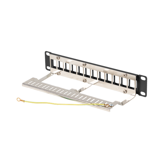 Lanberg Üres patch panel 12 port 1U 10" FTP, árnyékolt, tehermentesítővel, fekete V2