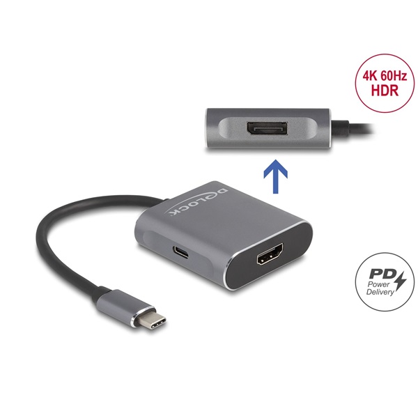 Delock USB Type-C  elosztó (DP Alt Mode) - 1 x HDMI + 1 x DisplayPort MST USB Type-C  PD-vel