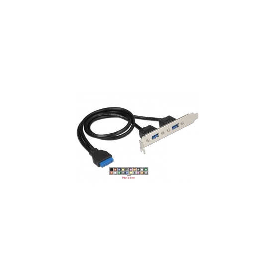 DELOCK Hátlapi kivezetés 1x 19 pin USB 3.0 pin header female belső > 2x USB 3.0 Type-A female külső DELOCK Hátlapi kivezetés 1x 19 pin USB 3.0 pin header female belső > 2x USB 3.0 Type-A female külső