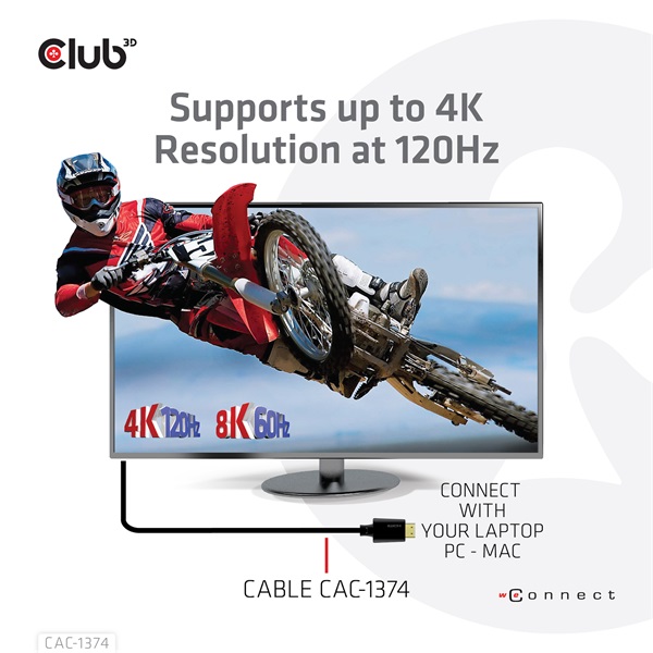 Club3D Ultra High Speed HDMI 4K120Hz, 8K60Hz Cable 48Gbps M/M 4 m  26AWG kábel