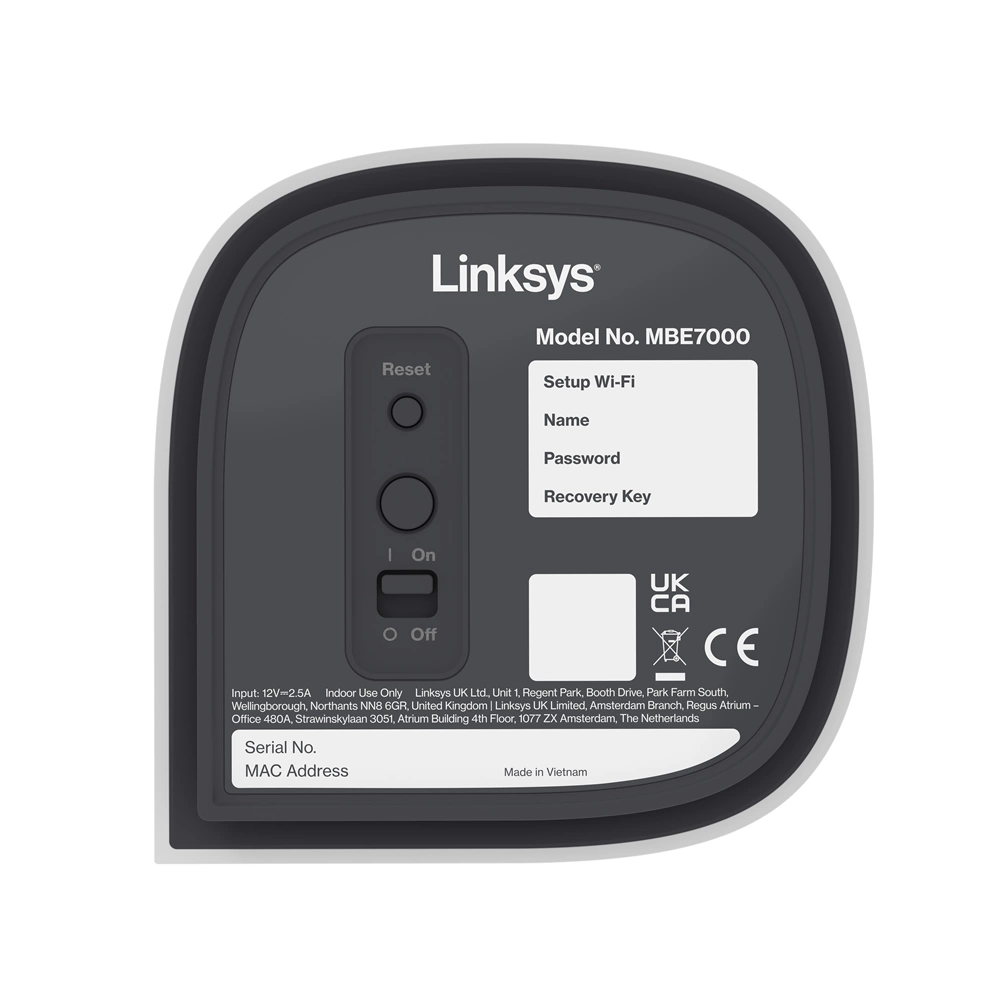 Linksys Velop Pro 7 MBE7001 Tri-Band Mesh WiFi 7 Router 1-Pack
