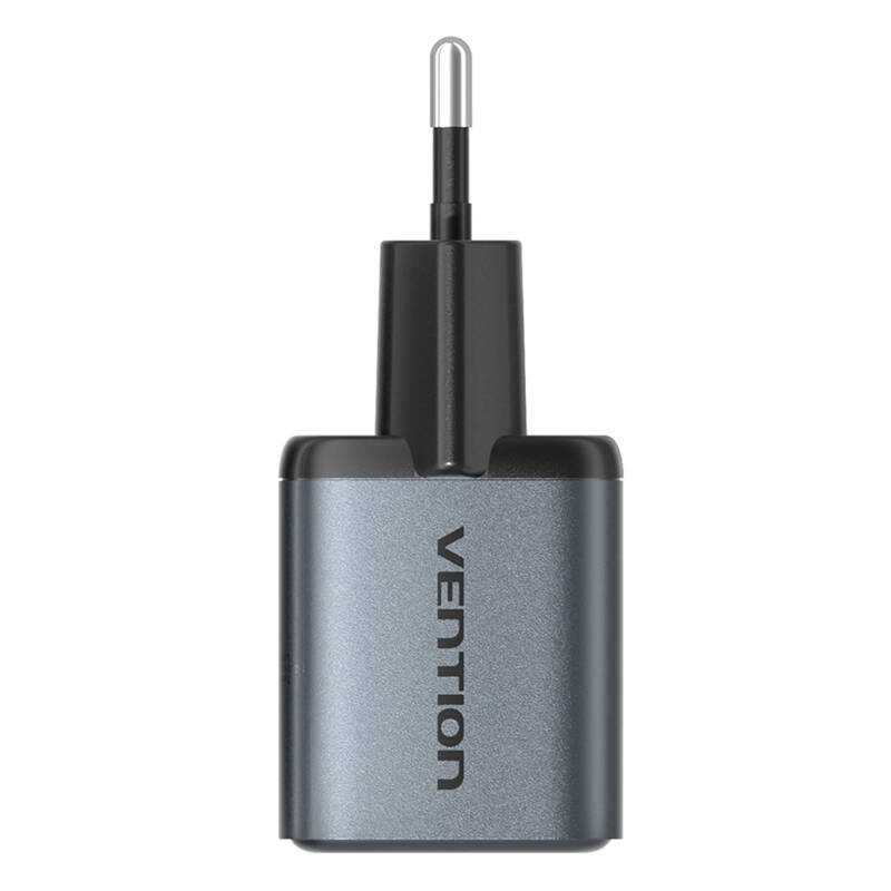 Vention GaN USB-C + USB-A 30W-os töltő Szürke 