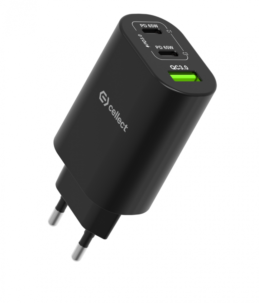 Hálózati gyorstöltő adapter 65W, Fekete