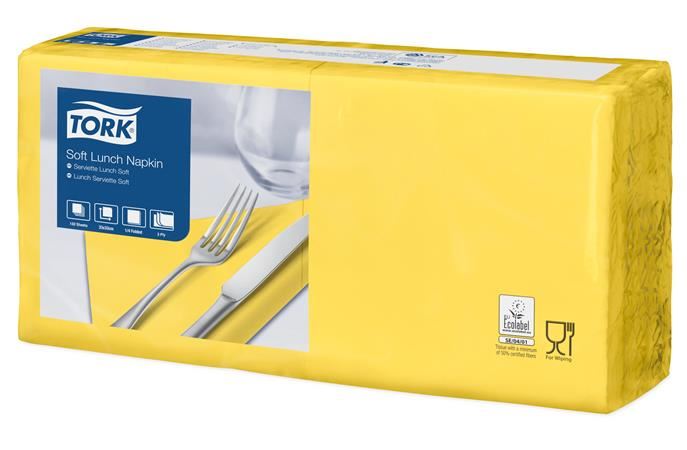 Tork Lunch szalvéta 3 rétegű 33x33cm (150 db/csomag) sárga  (477862) Tork Lunch szalvéta 3 rétegű 33x33cm (150 db/csomag) sárga  (477862)