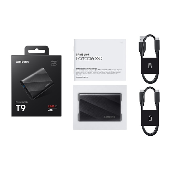 Samsung 4TB USB3.2/USB Type-C Portable T9 Black SSD 