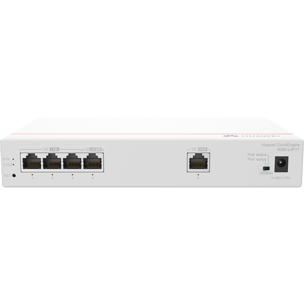 Huawei eKit Engine Gateway 1x1000Mbps (WAN) + 4x1000Mbps (PoE+), Menedzselhető, Asztali, S380-L4P1T