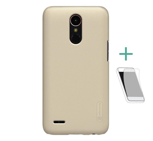 NILLKIN SUPER FROSTED műanyag telefonvédő (gumírozott, érdes felület + képernyővédő fólia) ARANY [LG K10 (2017) M250n]
