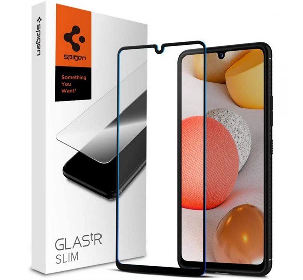 SPIGEN FC képernyővédő üveg (2.5D, ujjlenyomatmentes, extra karcálló, 9H, ultravékony, 0.3mm, színkiemelés) FEKETE [Samsung Galaxy A42 5G ...