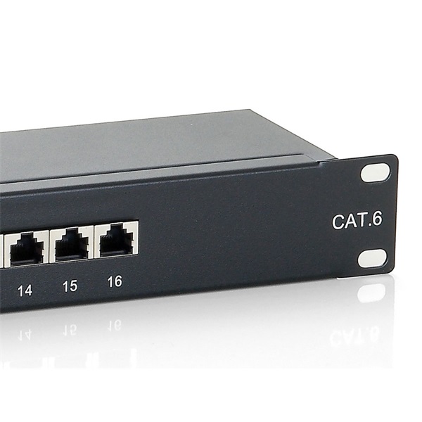 Equip 326416 16 port Cat6 1U árnyékolt Patch Panel   Fekete