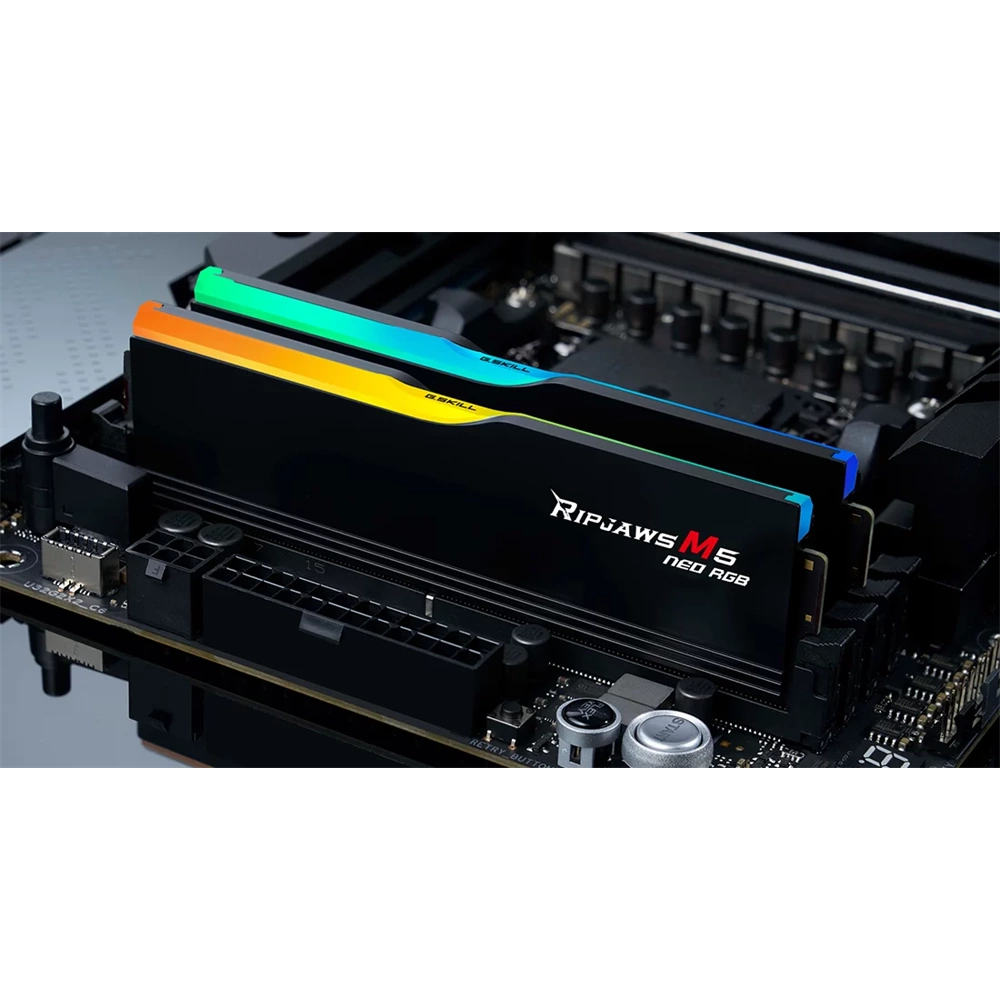 G.SKILL Ripjaws M5 Neo DDR5-6400Mhz CL32-40-40-102 1.40V 32GB Kit2 (2x16GB)AMD EXPO Memória Fekete