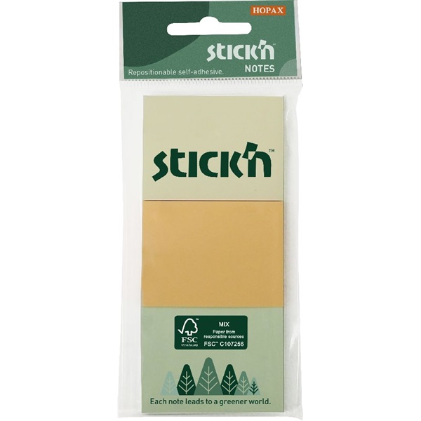 Stick`N 38x51mm 3x100 lap (3 tömb/csomag) vegyes pasztell színek öntapadó jegyzettömb