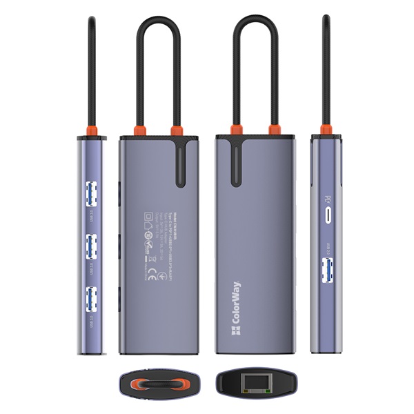 COLORWAY USB-elosztó CW-HUB03  USB-C 6-B-1 Dokkolóállomás