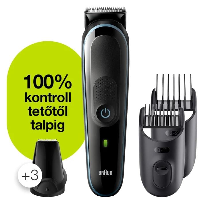 Braun MGK3345 multifunkciós testszőrzet ápoló, 7az1-ben szakállvágó, 5 tartozék és egy Gillette ProGlide borotva