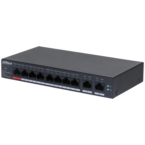 Dahua  CS4010-8GT-110  Cloud menedzsment 8x 1Gbps PoE + 2x 1Gbps port 110W PoE switch