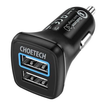 Choetech C0051 2xUSB-A autós töltő 30W fekete Choetech C0051 2xUSB-A autós töltő 30W fekete