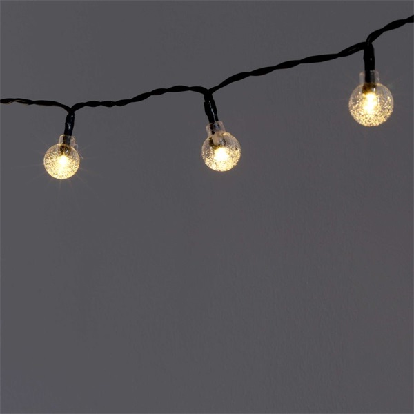 IRIS Buborékgömb alakú 23mm/8 programos/7m/IPX3 szabványos/meleg fehér/50db LED-es/napelemes fénydekoráció  (317-03)
