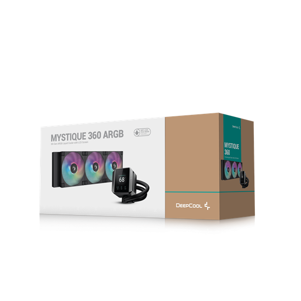 DeepCool   MYSTIQUE 360 ARGB  max 21dB; max. 123,09 m3/h  3x12cm  LED kijelző CPU Water Cooler  Fekete 