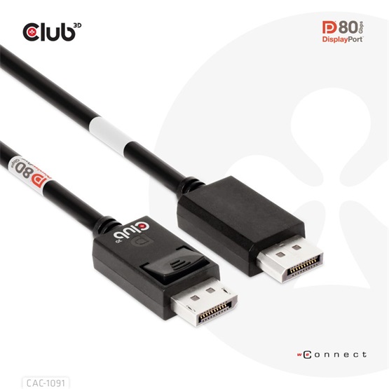 Club3D DisplayPort 2.1 Bi-Directional VESA DP80 Certified Cable 4K120Hz kábel Club3D DisplayPort 2.1 Bi-Directional VESA DP80 Certified Cable 4K120Hz kábel