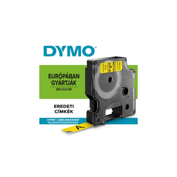 Dymo D1 12mmx7m sárga/fekete feliratozógép szalag