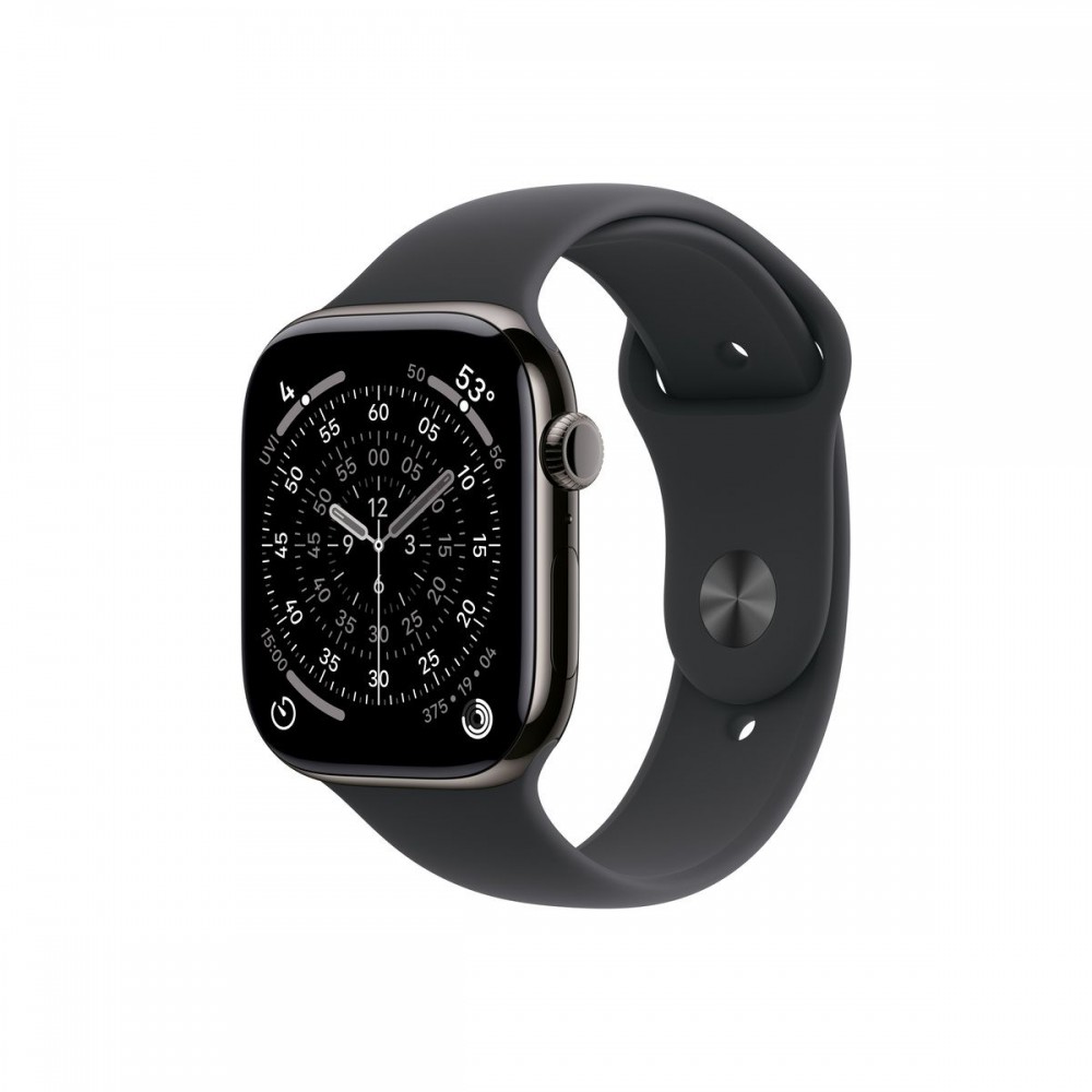 Apple Watch S11 Cellular 42mm szürke titántok fekete sport M/L