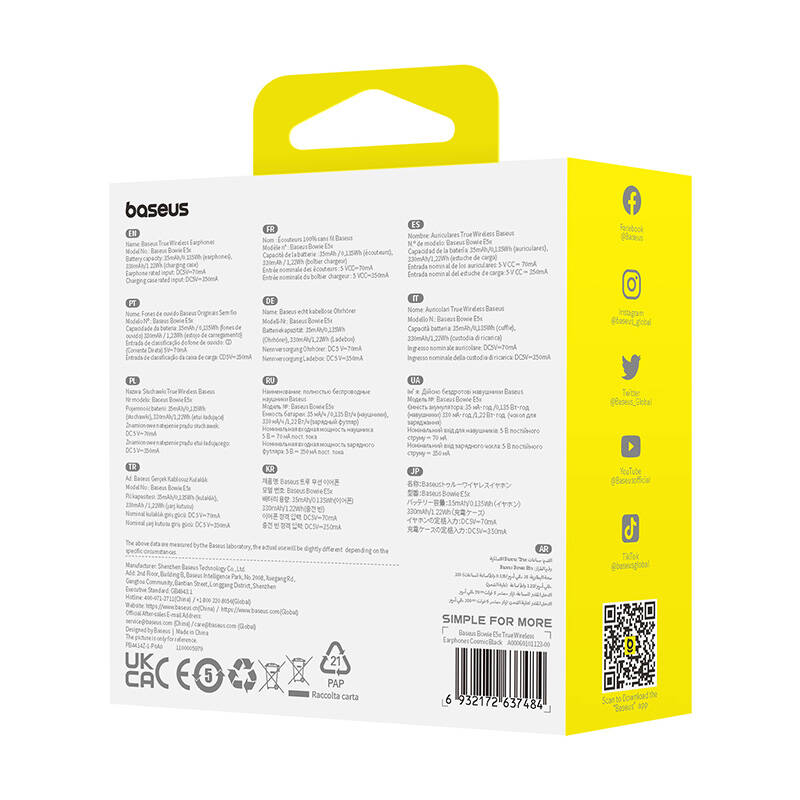 Earphones TWS Baseus Bowie E5x (black)