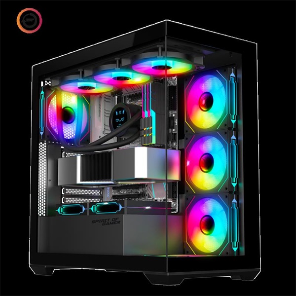 Spirit of Gamer SPARK Black Fekete  ablakos 6x12cm ventilátor alsó táp Számítógépház 