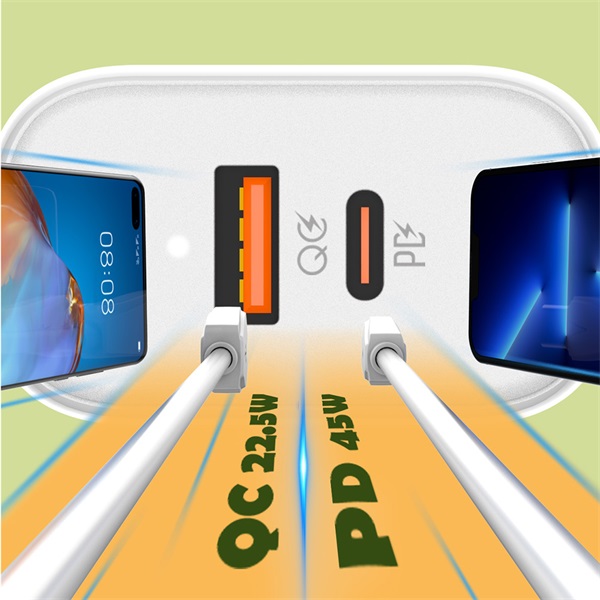 COLORWAY CW-CHS042PD-WT USB töltő adapter Power Delivery Port PPS USB (Type-C PD + USB QC3.0) (45W) Fehér 
