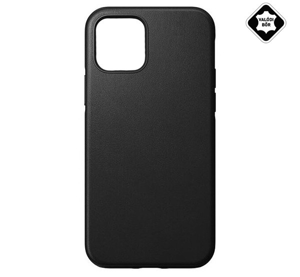 4-OK műanyag telefonvédő (valódi bőr hátlap, mikrofiber plüss karcolásmentesítő belső, prémium) FEKETE [Apple iPhone 12 Pro Max]