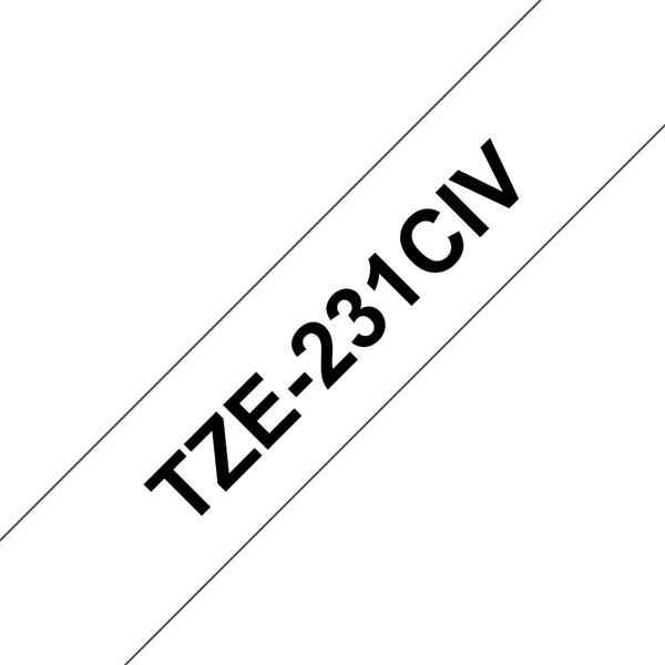 Brother TZE-231CIV laminált P-touch szalag (12mm)  Black on White - 8m
