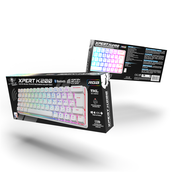 Spirit of Gamer XPERT K200 White TKL SOG red RGB LED USB Billentyűzet Mechanikus Fehér HU Spirit of Gamer XPERT K200 White TKL SOG red RGB LED USB Billentyűzet Mechanikus Fehér HU