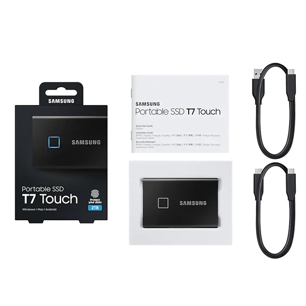 2TB Samsung T7 Touch külső SSD meghajtó fekete (MU-PC2T0K/WW)