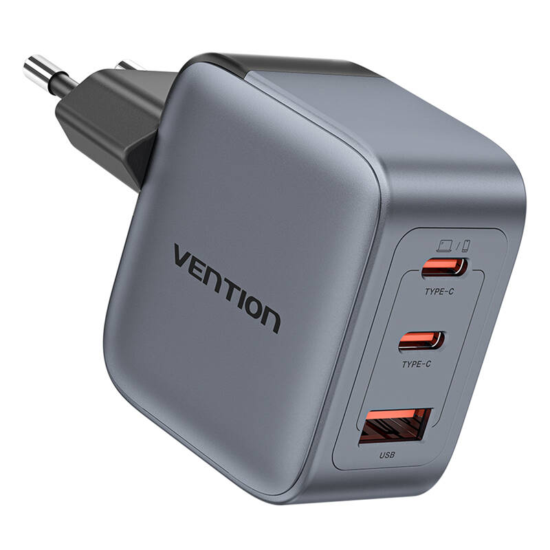 Vention GaN USB-C+C+A 70W töltő Szürke 