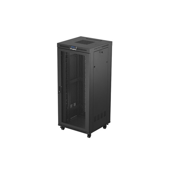 Lanberg 19" szabadon álló rack szekrény 37U/800X800 perforált ajtó lapraszerelt  LCD kijelző Fekete