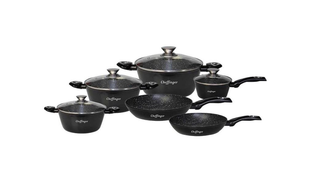 Cheffinger CF-FA-1020 edénykészlet márványozott belsővel 10 részes Cheffinger CF-FA-1020 edénykészlet márványozott belsővel 10 részes