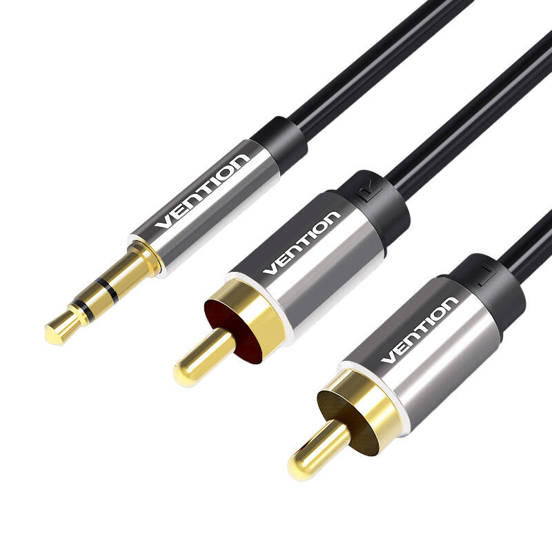 3.5mm Male to 2x RCA Male Audio Cable 2m Vention BCFBH Black 3.5mm Male to 2x RCA Male Audio Cable 2m Vention BCFBH Black