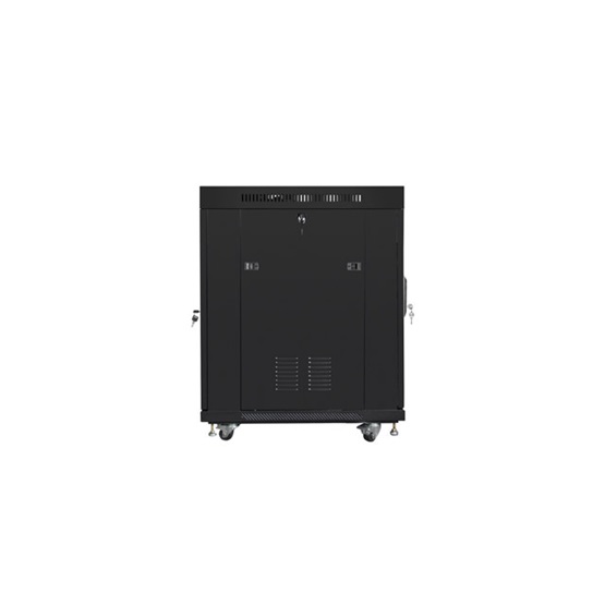 Lanberg 19" szabadon álló rack szekrény 15U/800X1000 üvegajtó, lapraszerelt, LCD kijelző, fekete V2