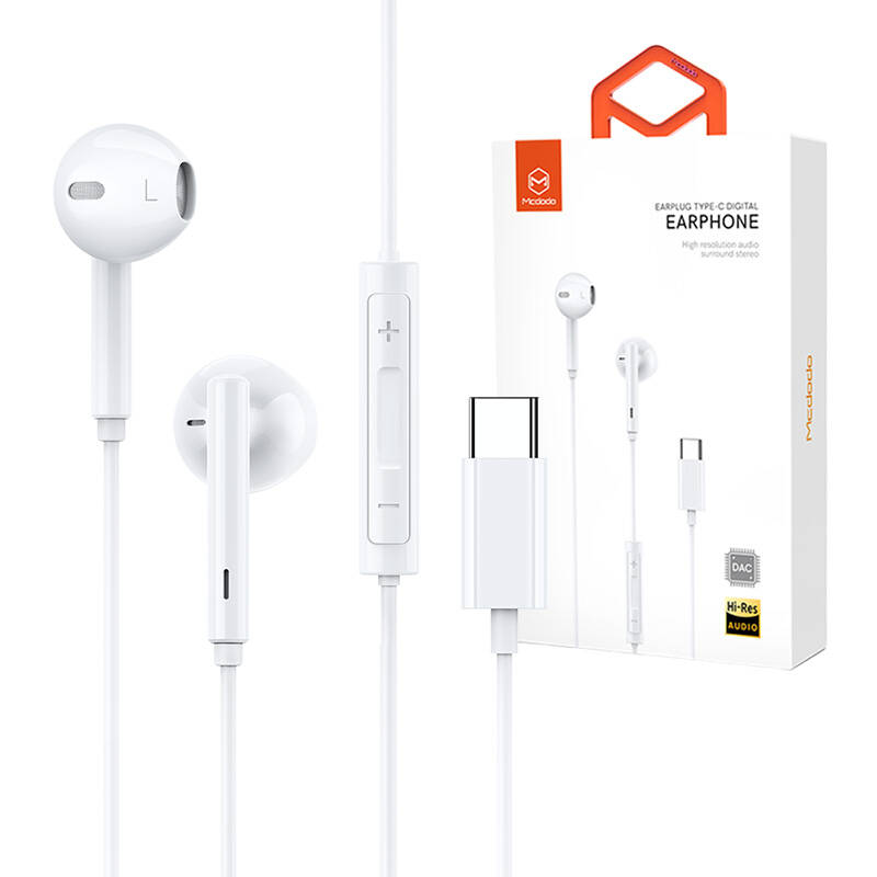 Mcdodo HP-7500 wired headphones, USB-C (white)