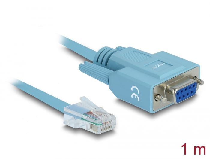 Delock RS-232 DB9 típusú adapter anya > 1 x RS-232 RJ45 soros apa 1m (63341)