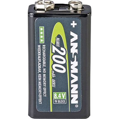 9V akku NiMH 8,4 V 200 mAh, Ansmann maxE 6LR61, HR6F22, HR9V, HR22, 6LR21, 6AM6, 6LP3146, MN1604, E Block
