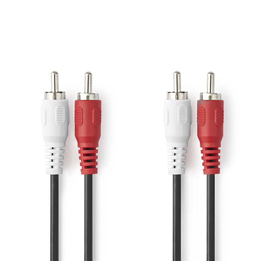 Nedis RCA Dugasz x2, RCA Dugasz x2, nikkelezett, sztereó audiokábel, 3m, fekete (CAGP24200BK30)