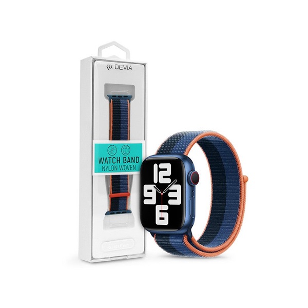 Devia ST364716 Apple Watch 42/44/45/49mm kék/fekete szövet sport szíj Devia ST364716 Apple Watch 42/44/45/49mm kék/fekete szövet sport szíj