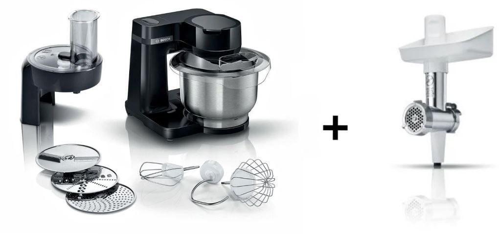 Bosch MUMS2EB01 konyhai robotgép fekete + Bosch MUZS2FWW húsdaráló