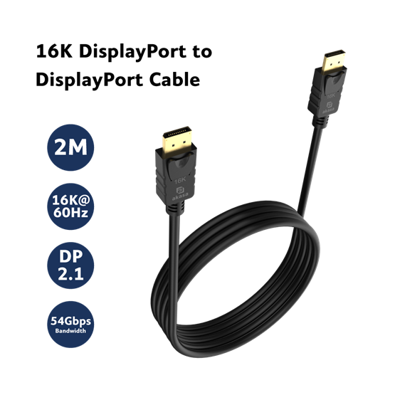  Akasa  AK-CBDP27-20BK 16K DisplayPort kábel 2m
